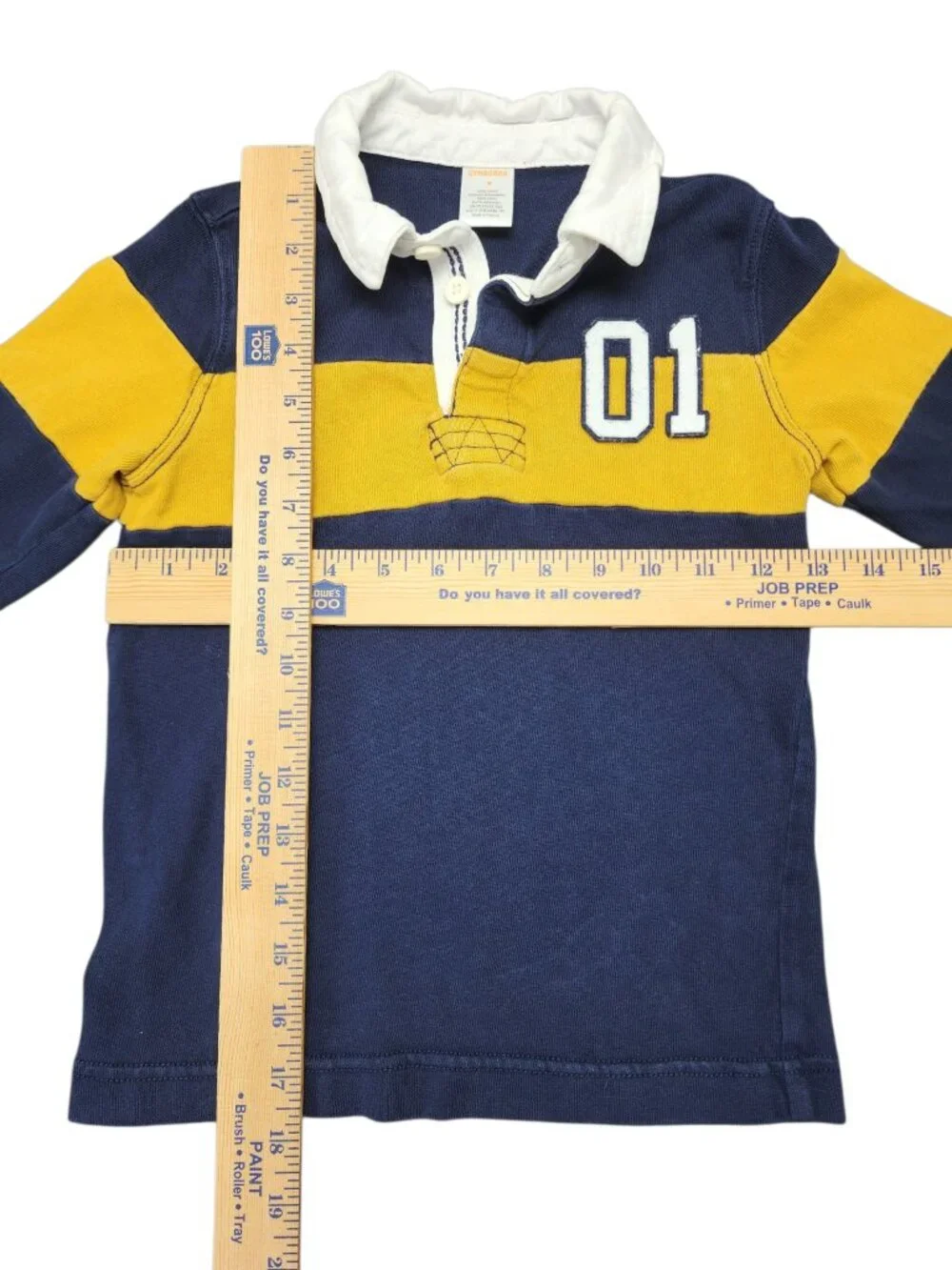 Gymboree Kids Rugby Polo Shirt Size 6 Navy Yellow Long Sleeve Cotton Striped